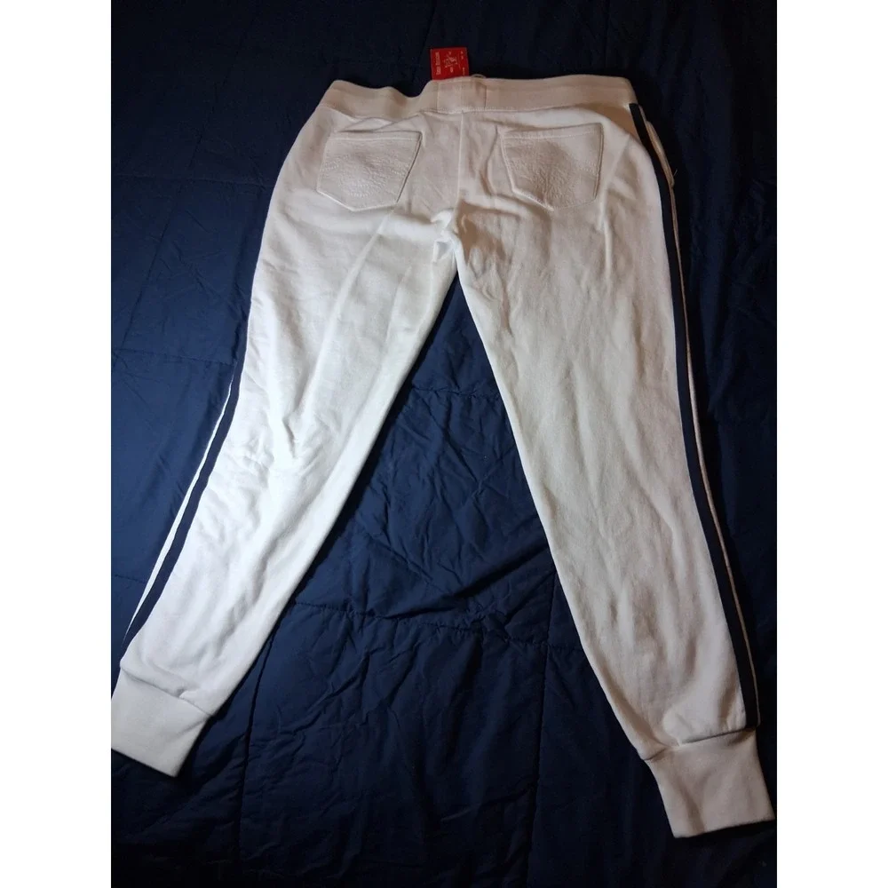 NWT True Religion Jogger Pants XL White Sweatpants‎ Cotton Blend Men's Lounge